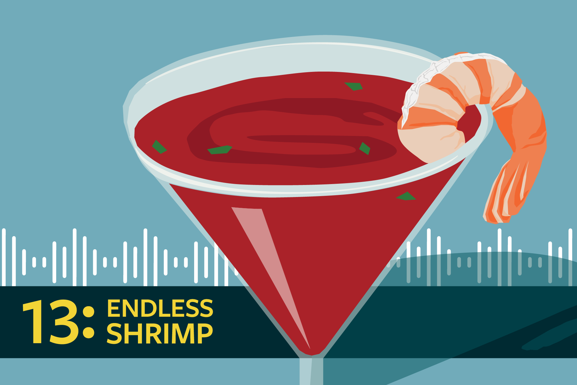 illustrated shrimp cocktail in glass
